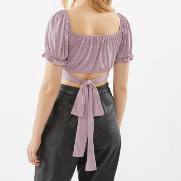 Urban Outfitters Ruched Puff Sleeve Wrap Top - Picture 3 of 5